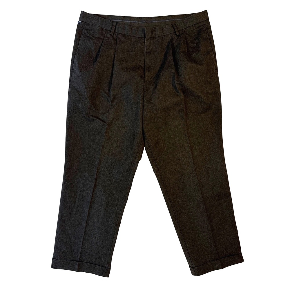Dockers Mens 40x30 Stain Defender Pleated Dress‎ Pants Charcoal Grey Cuffed Hem